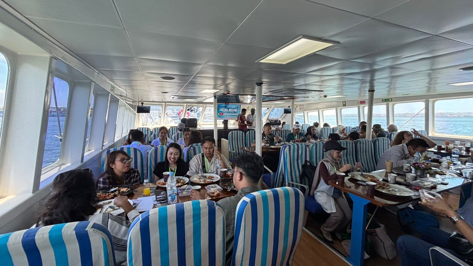Delegates on the boat to Nusa Penida